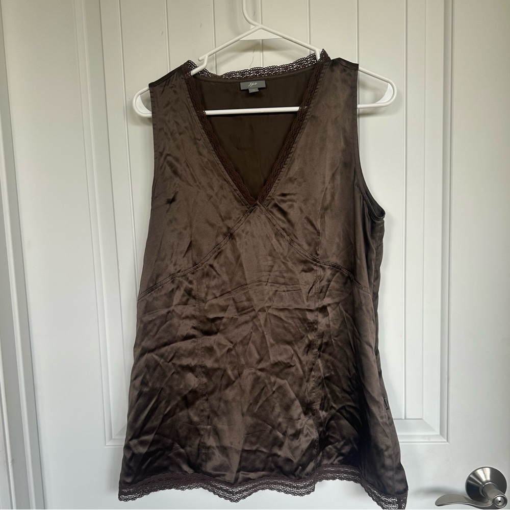 J.Jill Silk Brown Slip Tank-Size 12